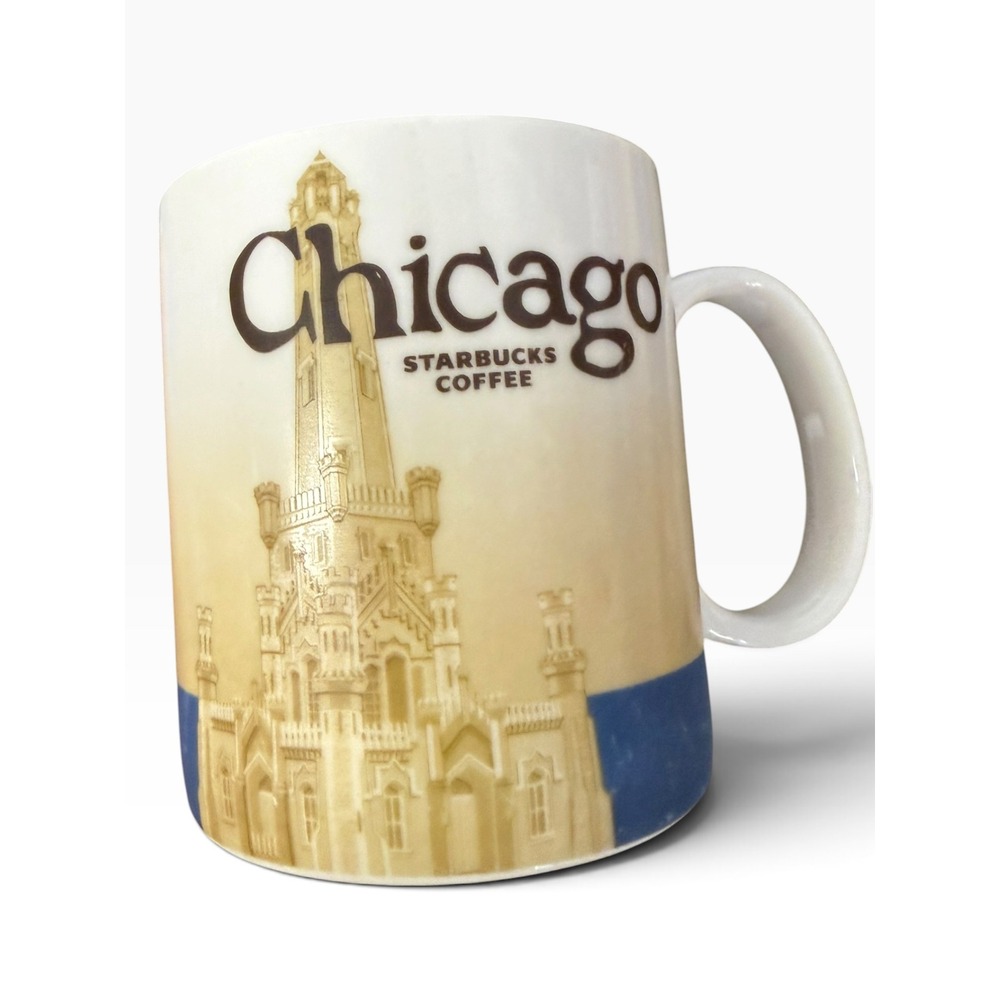 Starbucks Chicago City Mug 2012 Collector Series 16 oz Water Tower Skyline Blue